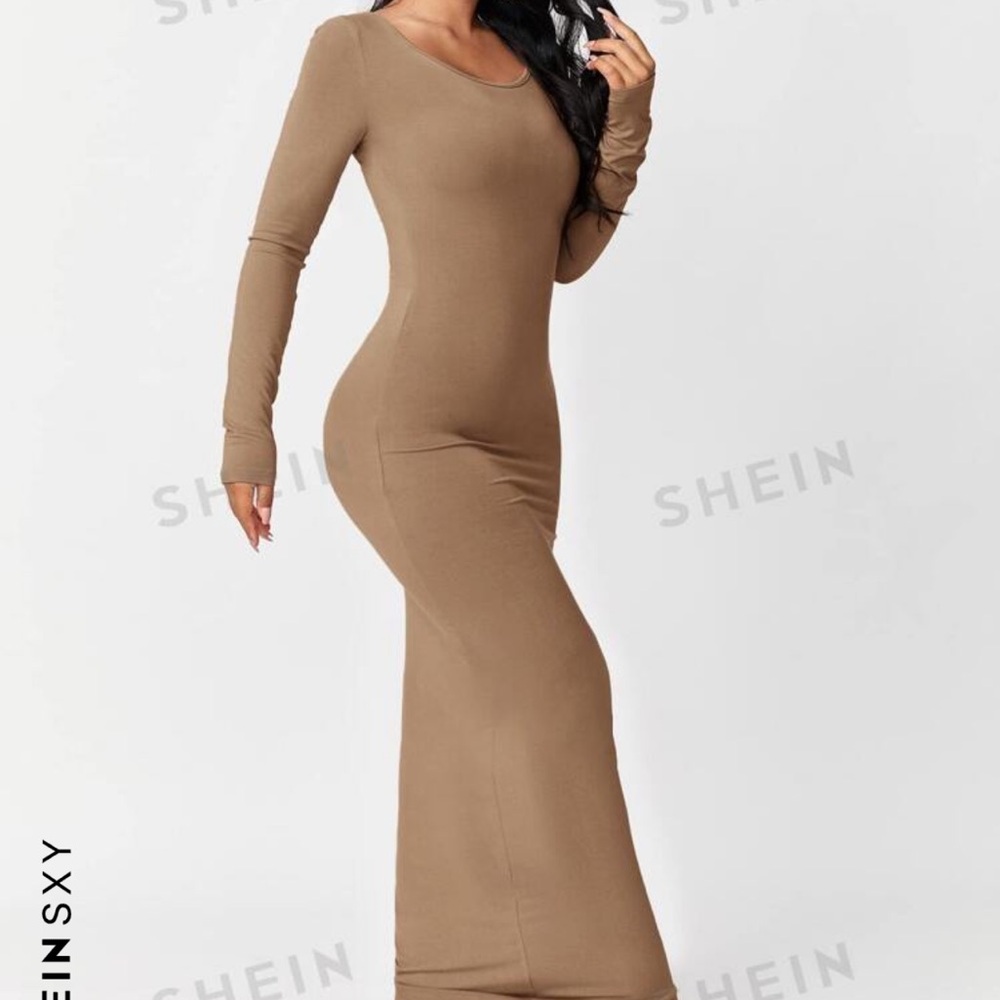 Solid maxi bodycon dress